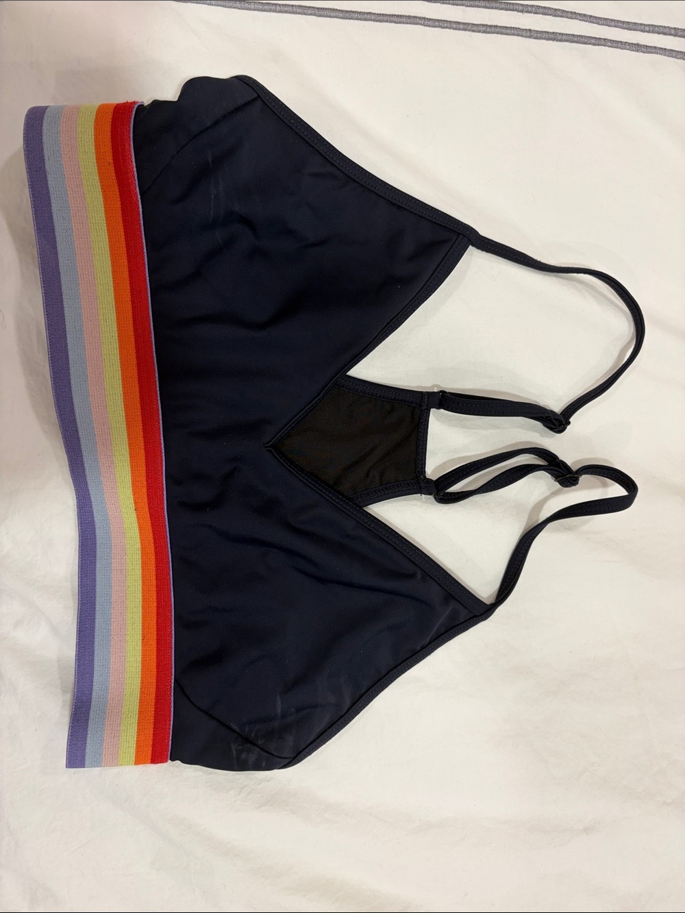 The Upside Navy Bikini Top with Rainbow Band